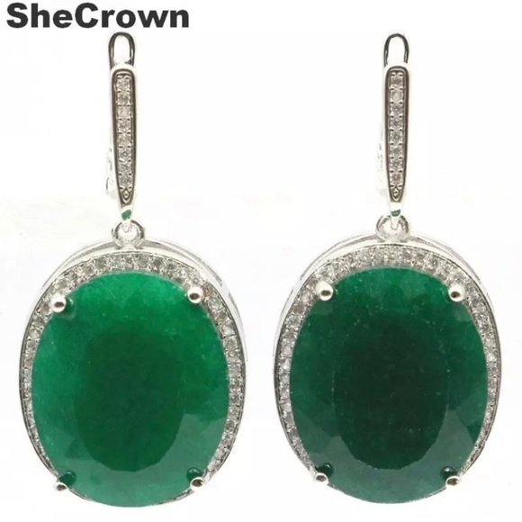 🔥🔥NEW GENUINE EMERALD EARRING SET🔥🔥 - Picture 5 of 5